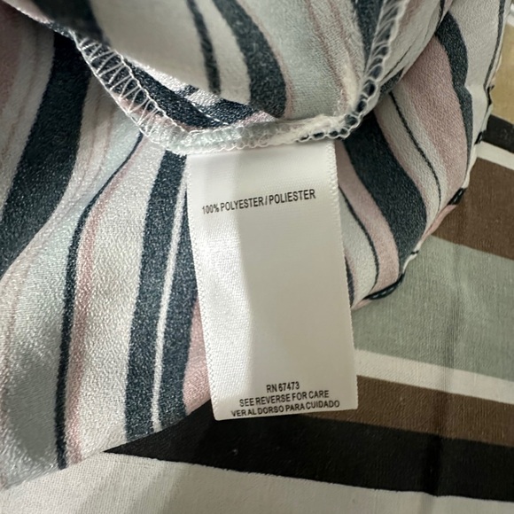 🛍️DN design multi color stripes dress with belt ties and ruffle top size 14 - Picture 2 of 11